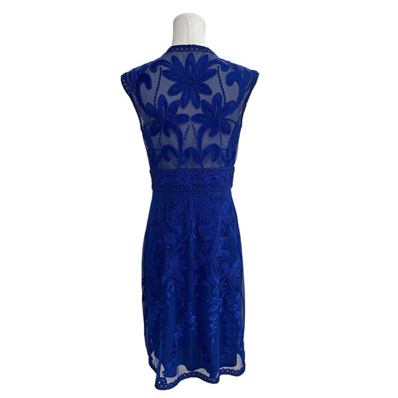 Sue Wong Blue Embroidered Mesh Cocktail Dress Size 10 Elegant Formal Wedding - Picture 7 of 13